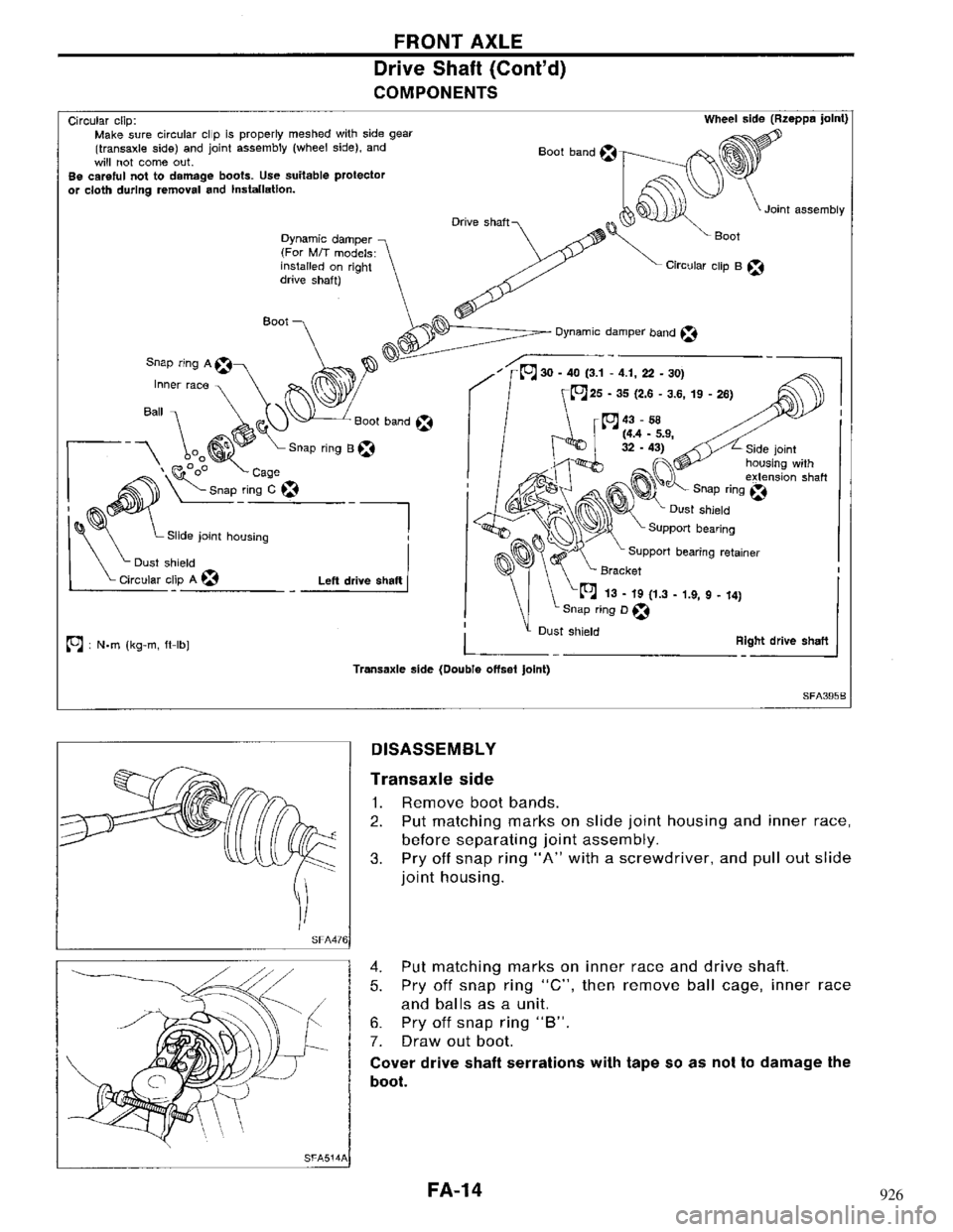 NISSAN MAXIMA 1994 A32 / 4.G Front Suspension Workshop Manual 926 