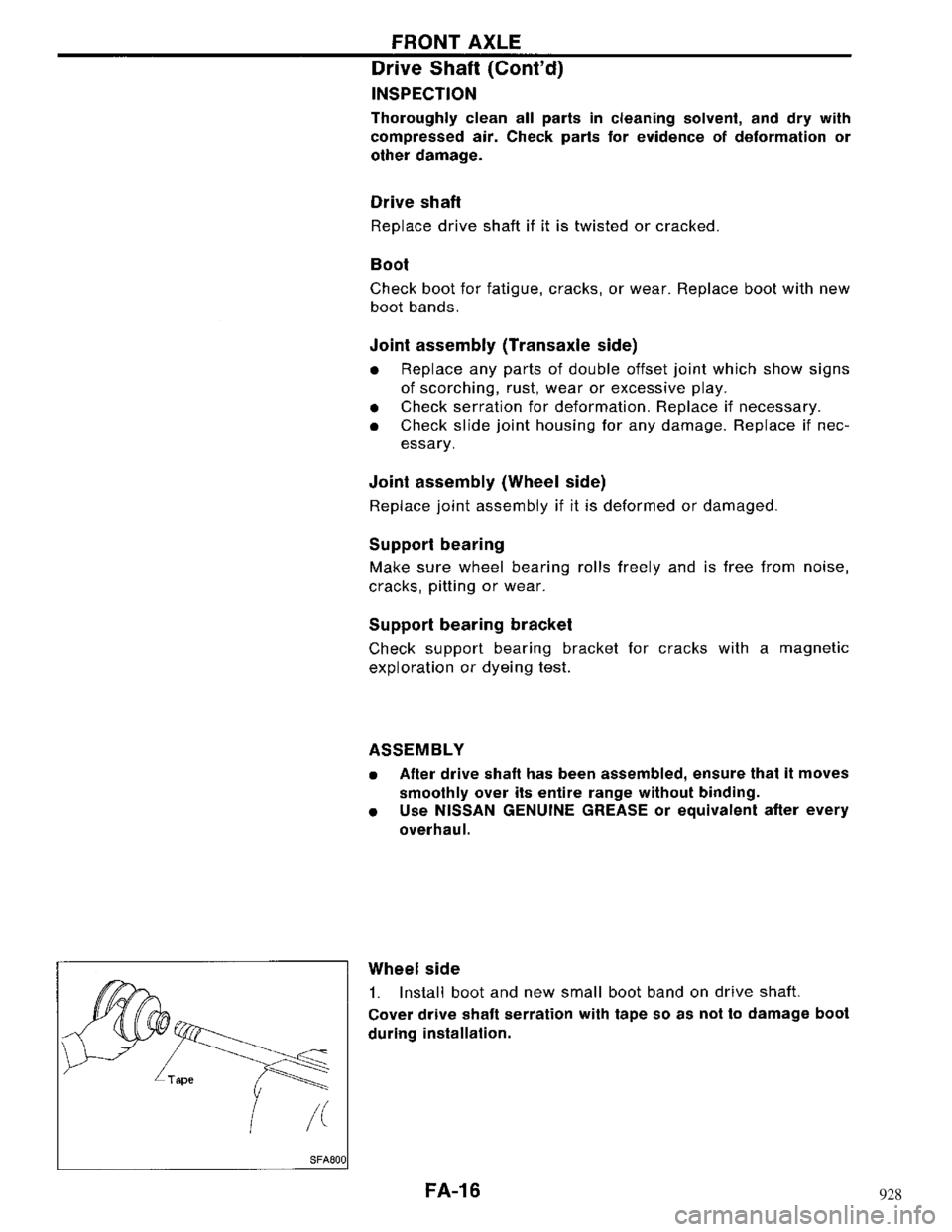 NISSAN MAXIMA 1994 A32 / 4.G Front Suspension Workshop Manual 928 