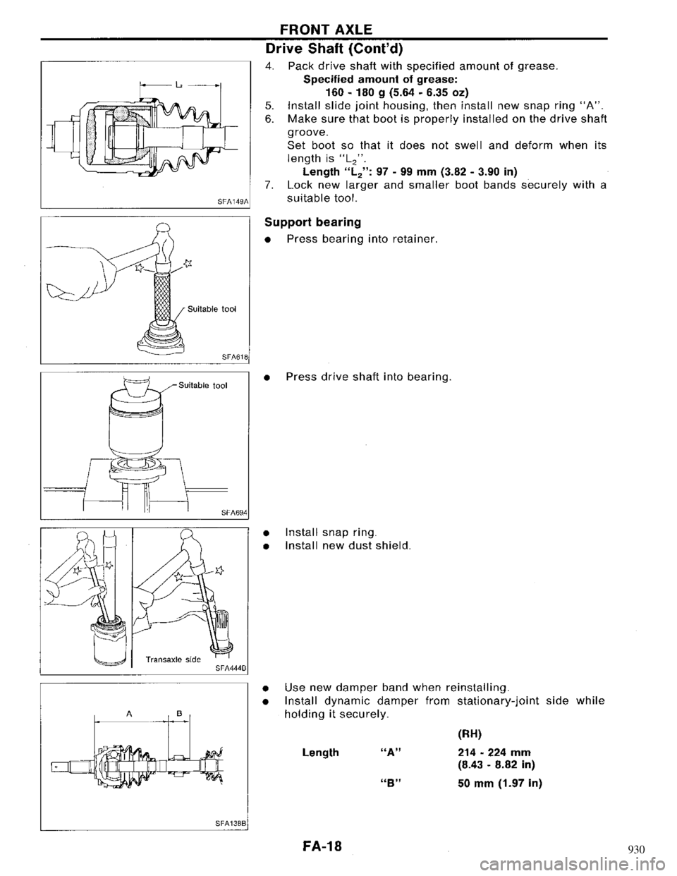 NISSAN MAXIMA 1994 A32 / 4.G Front Suspension Workshop Manual 930 