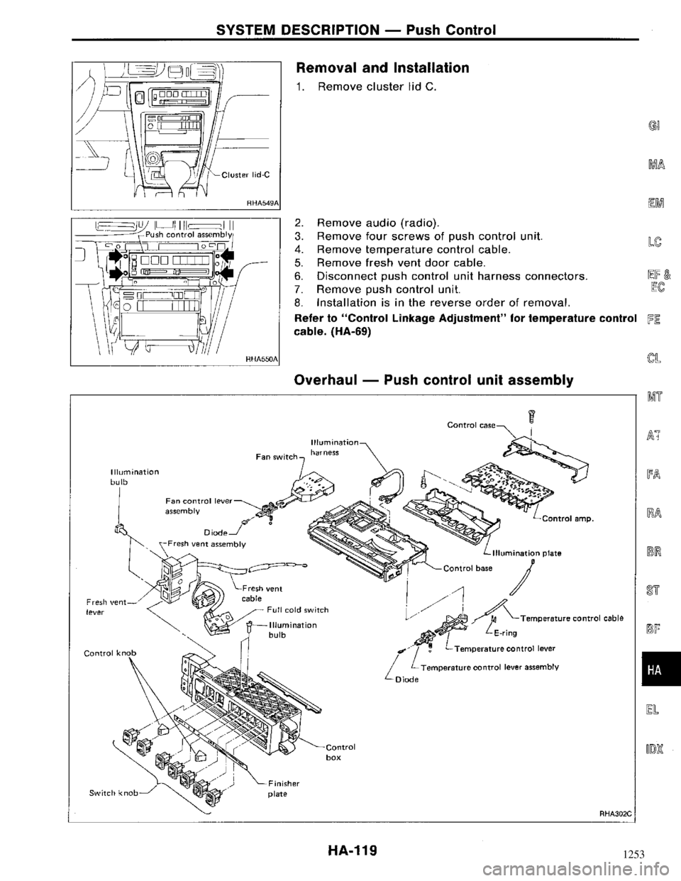 NISSAN MAXIMA 1994 A32 / 4.G Heather And Air Conditioner Workshop Manual 1253 