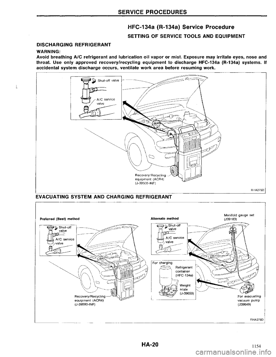 NISSAN MAXIMA 1994 A32 / 4.G Heather And Air Conditioner Workshop Manual 1154 
