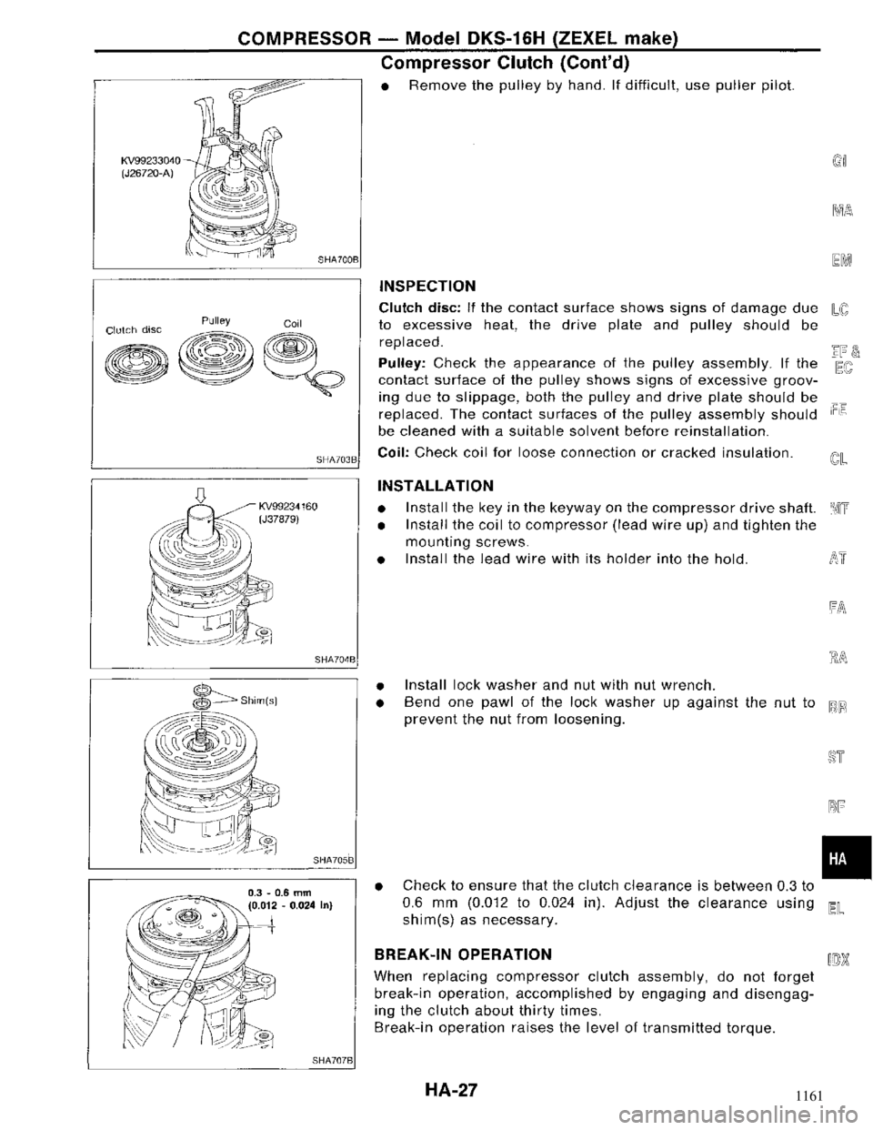 NISSAN MAXIMA 1994 A32 / 4.G Heather And Air Conditioner Workshop Manual 1161 