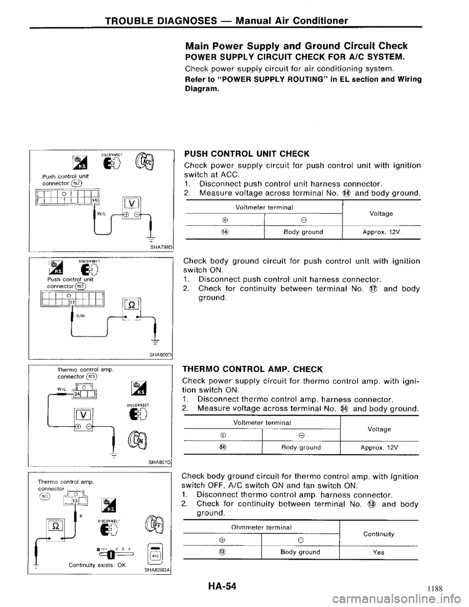 NISSAN MAXIMA 1994 A32 / 4.G Heather And Air Conditioner Workshop Manual 1188 