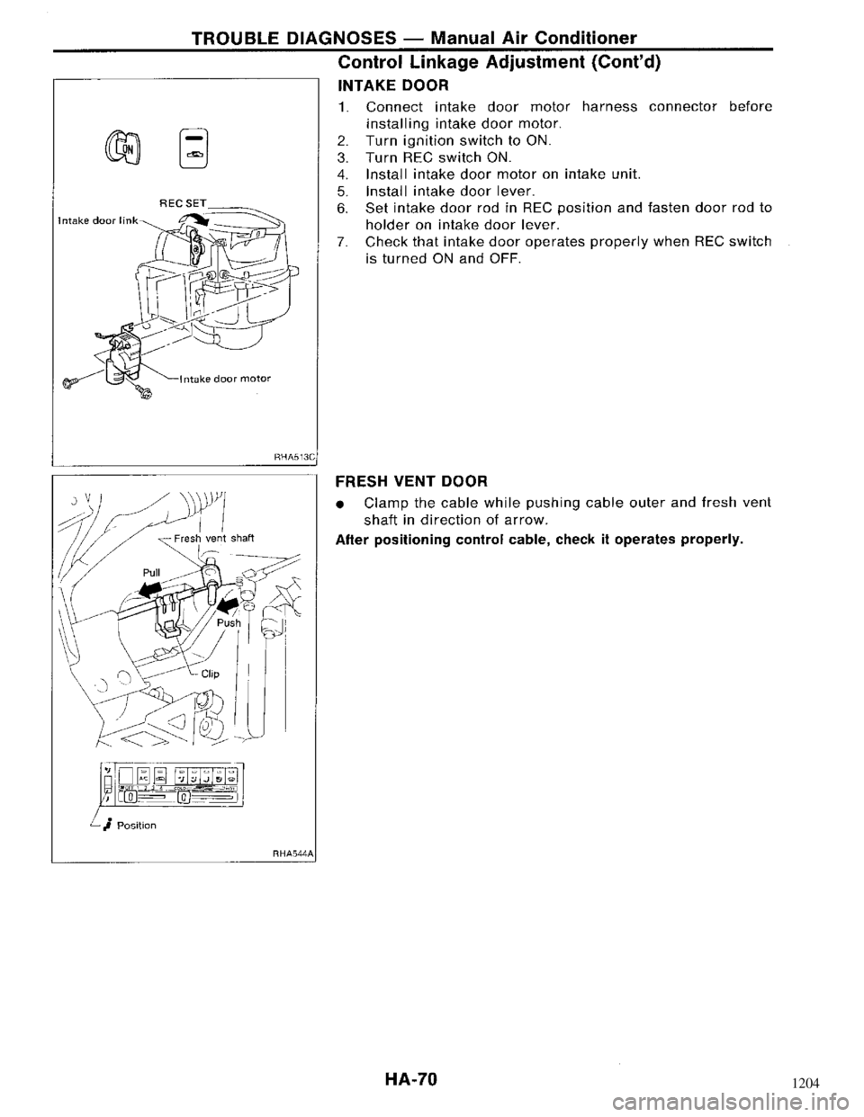 NISSAN MAXIMA 1994 A32 / 4.G Heather And Air Conditioner Workshop Manual 1204 