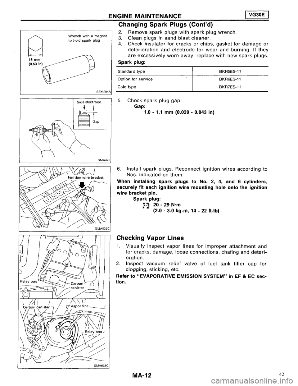 NISSAN MAXIMA 1994 A32 / 4.G Maintenance Workshop Manual 42 