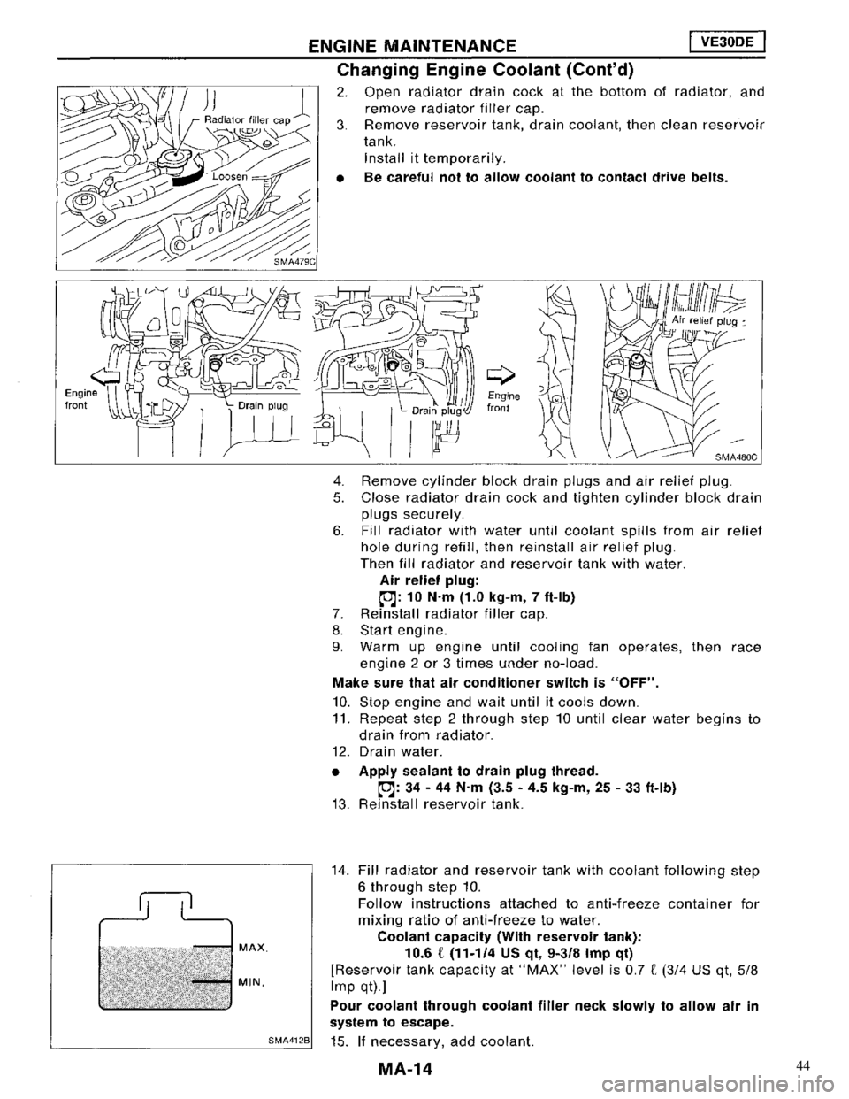 NISSAN MAXIMA 1994 A32 / 4.G Maintenance Workshop Manual 44 