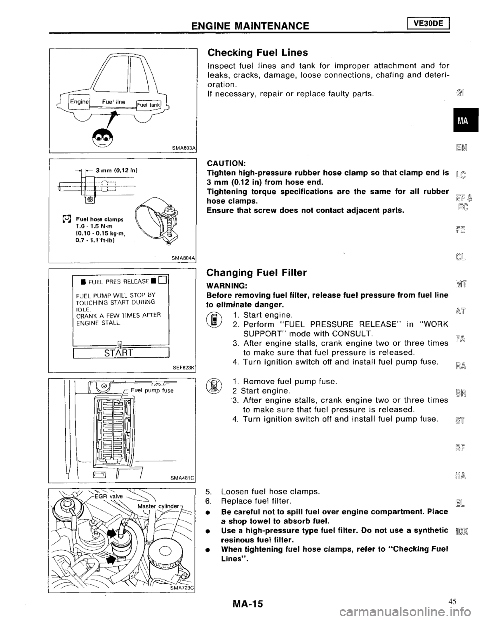 NISSAN MAXIMA 1994 A32 / 4.G Maintenance Workshop Manual 45 