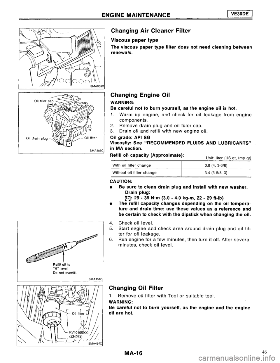 NISSAN MAXIMA 1994 A32 / 4.G Maintenance Workshop Manual 46 