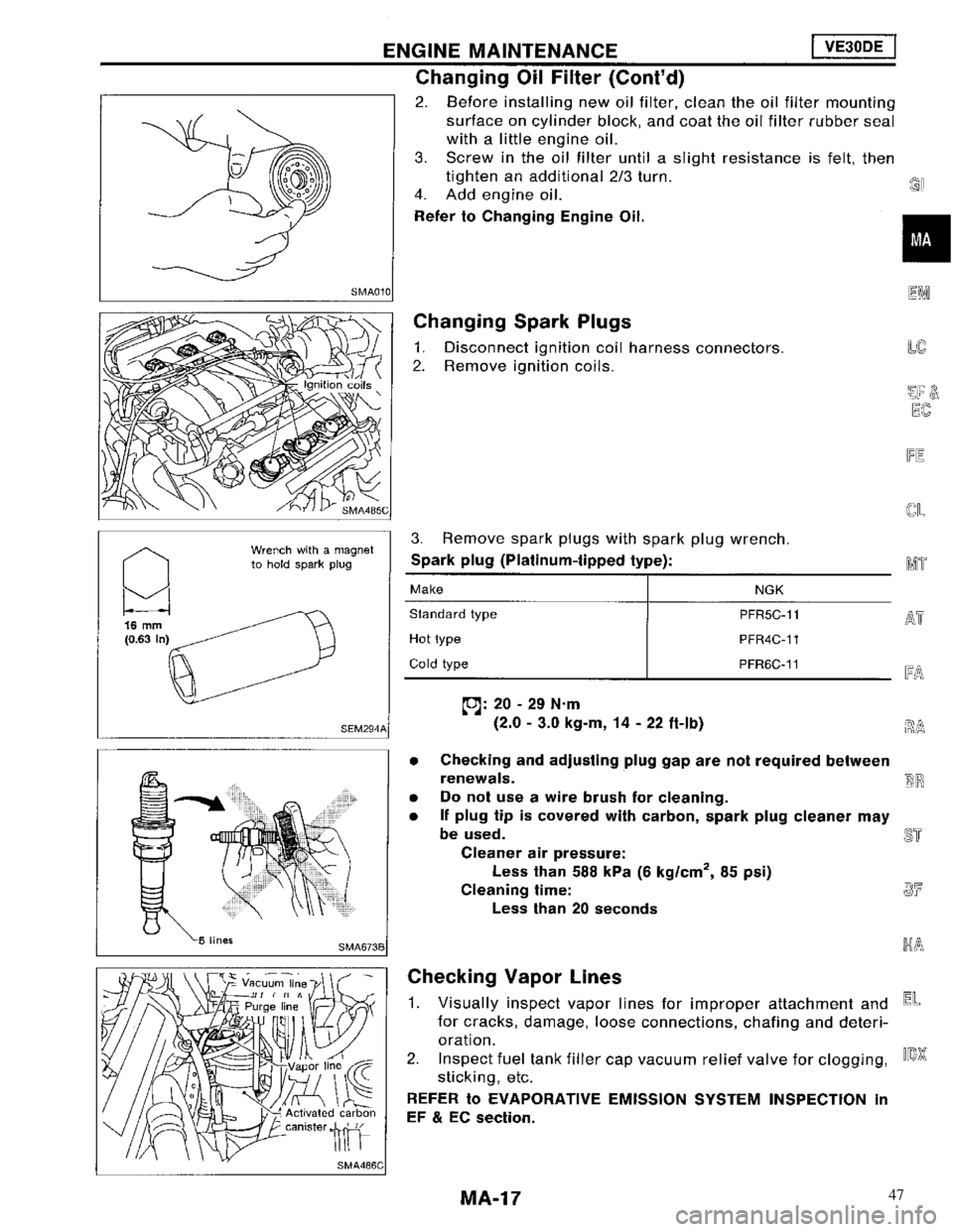 NISSAN MAXIMA 1994 A32 / 4.G Maintenance Workshop Manual 47 