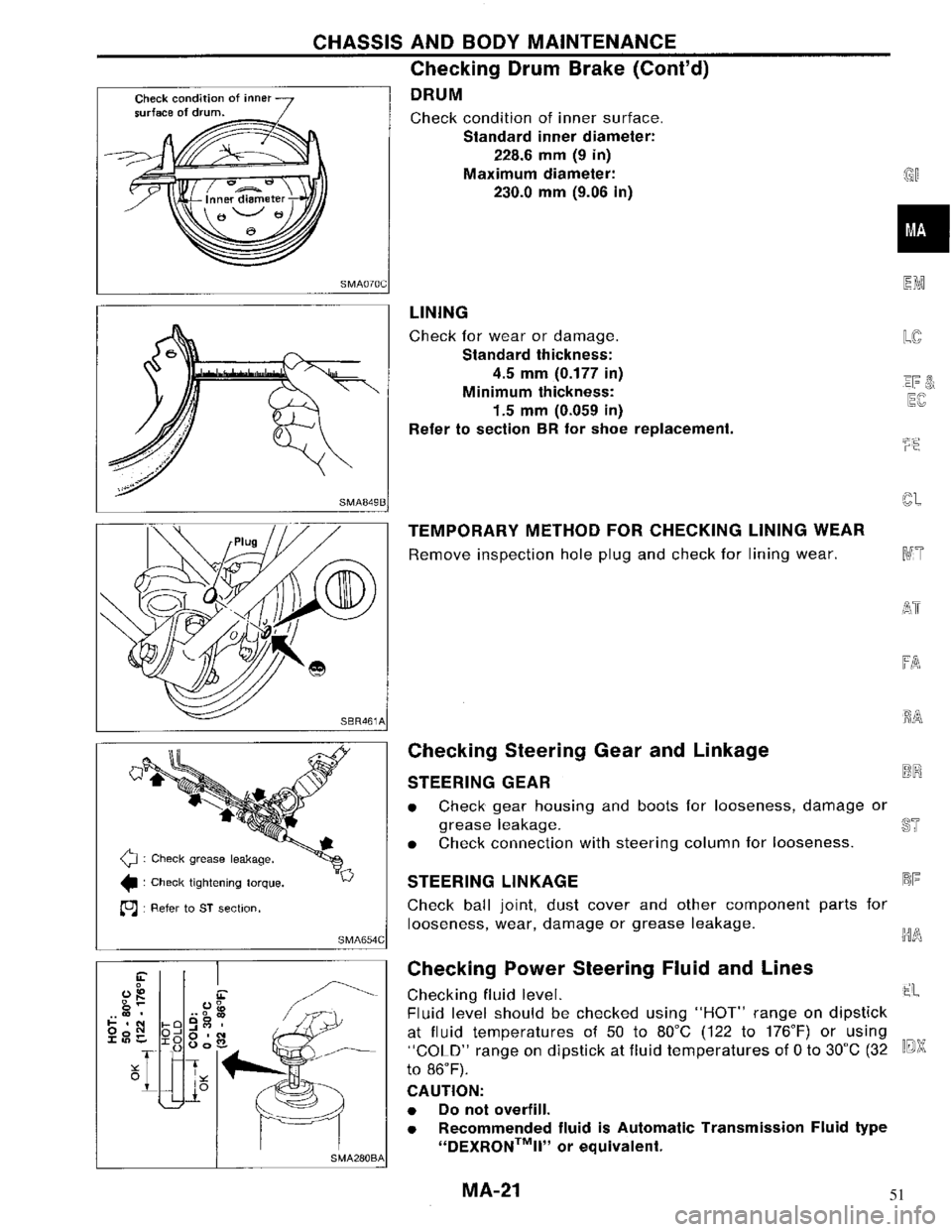 NISSAN MAXIMA 1994 A32 / 4.G Maintenance Workshop Manual 51 