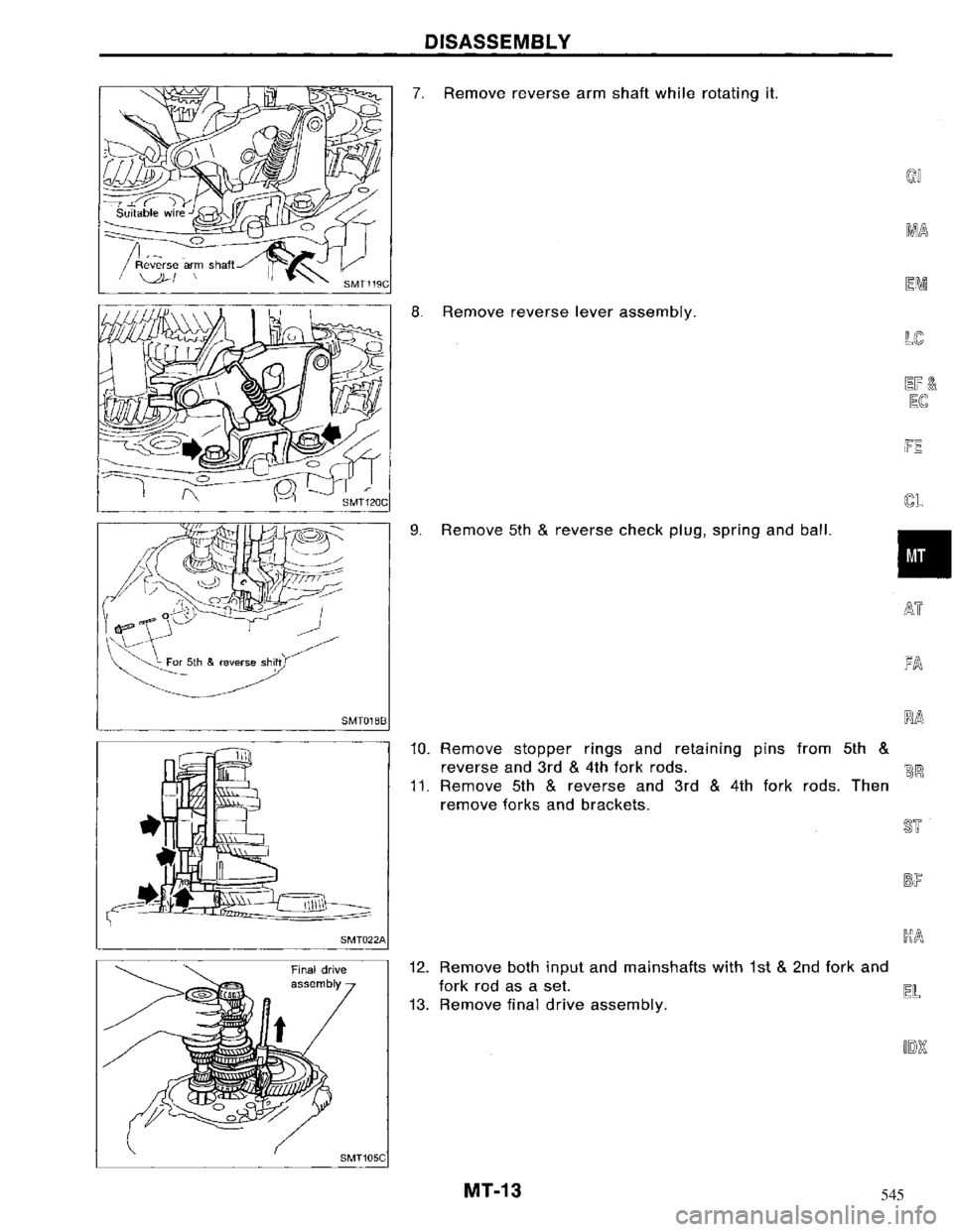 NISSAN MAXIMA 1994 A32 / 4.G Manual Transaxle Workshop Manual 545 