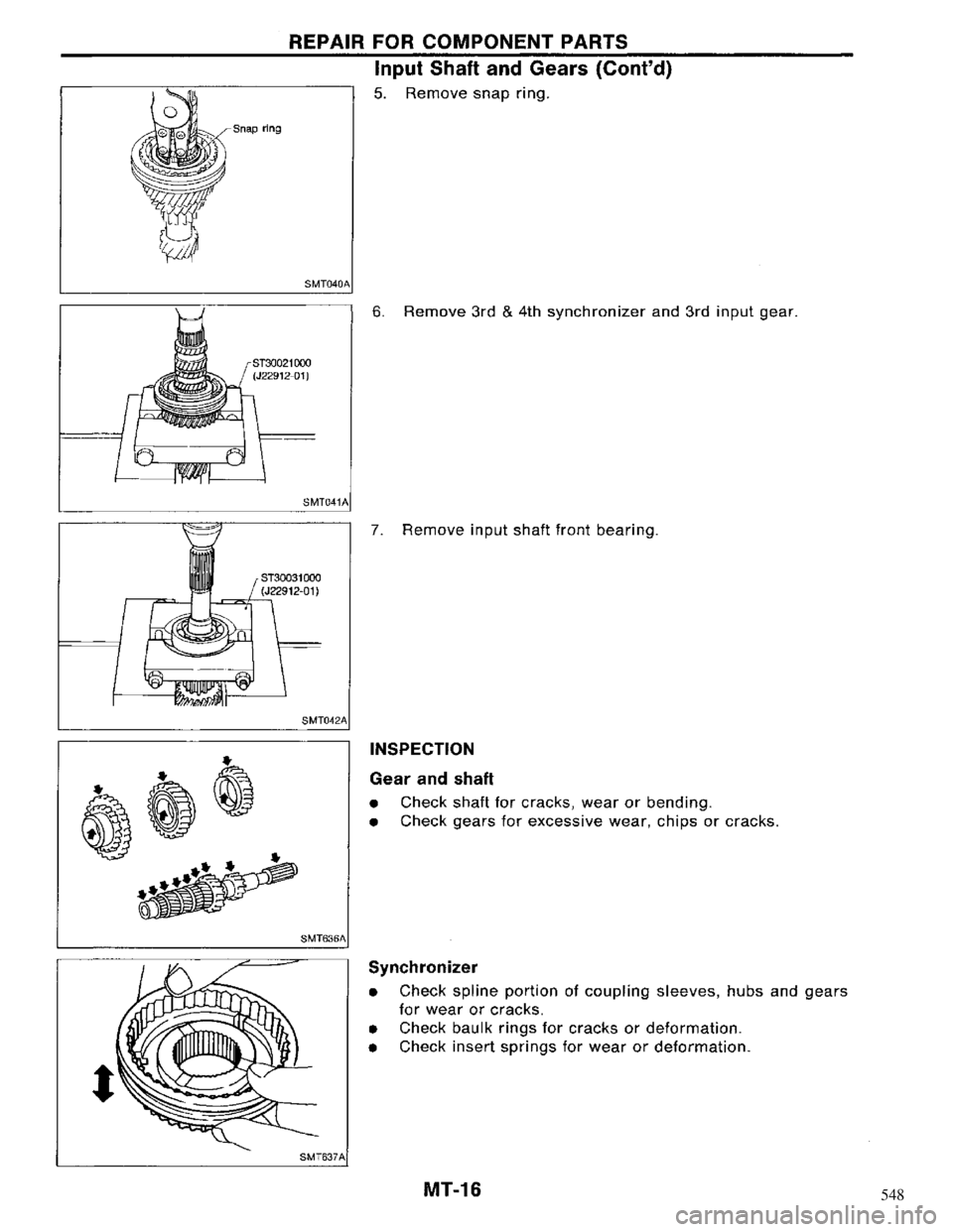 NISSAN MAXIMA 1994 A32 / 4.G Manual Transaxle Workshop Manual 548 