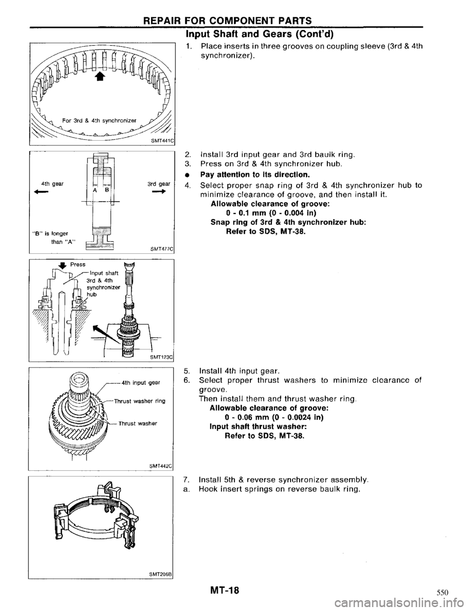 NISSAN MAXIMA 1994 A32 / 4.G Manual Transaxle Workshop Manual 550 