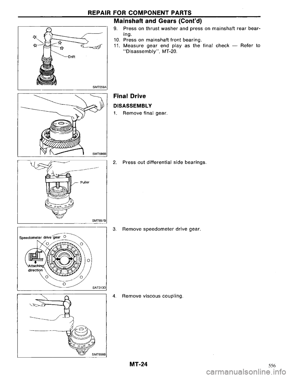 NISSAN MAXIMA 1994 A32 / 4.G Manual Transaxle Workshop Manual 556 