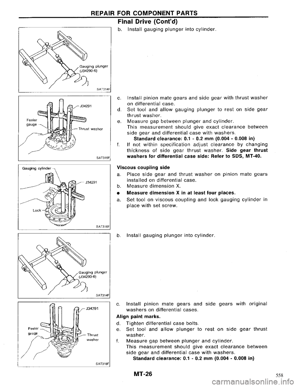 NISSAN MAXIMA 1994 A32 / 4.G Manual Transaxle Workshop Manual 558 