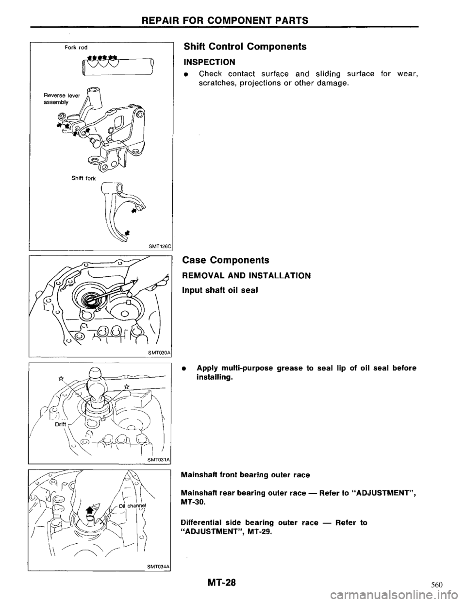 NISSAN MAXIMA 1994 A32 / 4.G Manual Transaxle Workshop Manual 560 