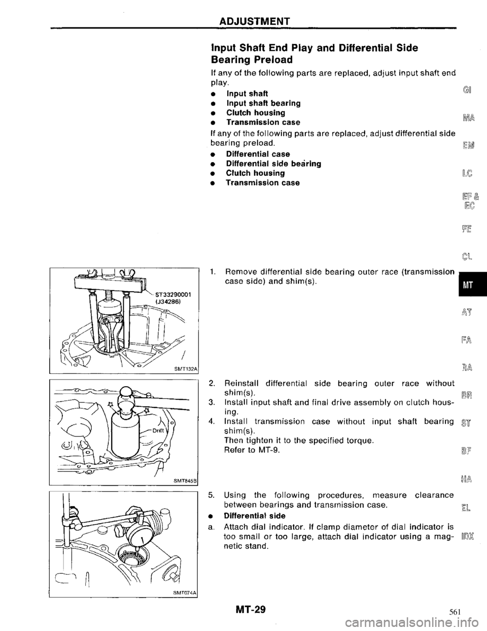NISSAN MAXIMA 1994 A32 / 4.G Manual Transaxle Workshop Manual 561 