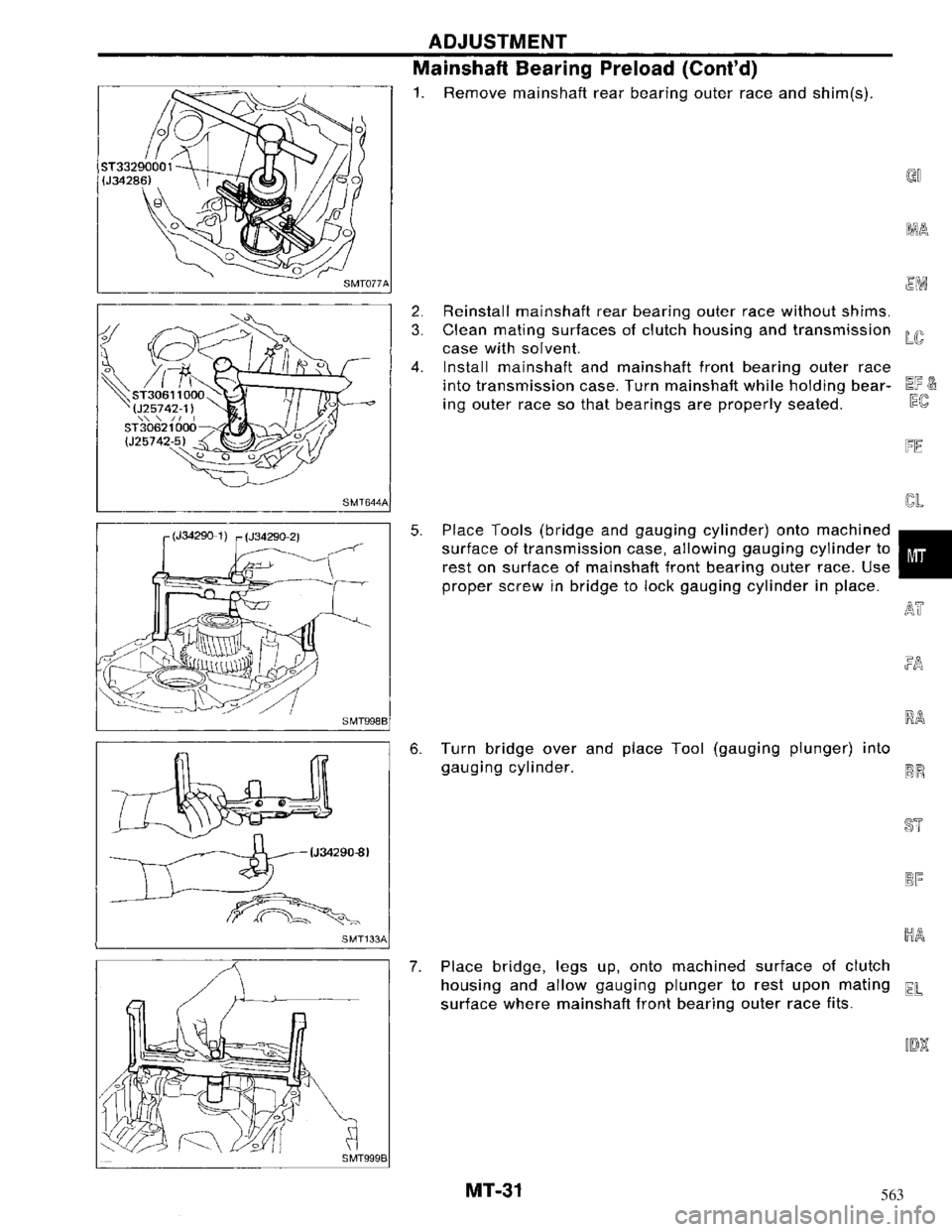 NISSAN MAXIMA 1994 A32 / 4.G Manual Transaxle Workshop Manual 563 