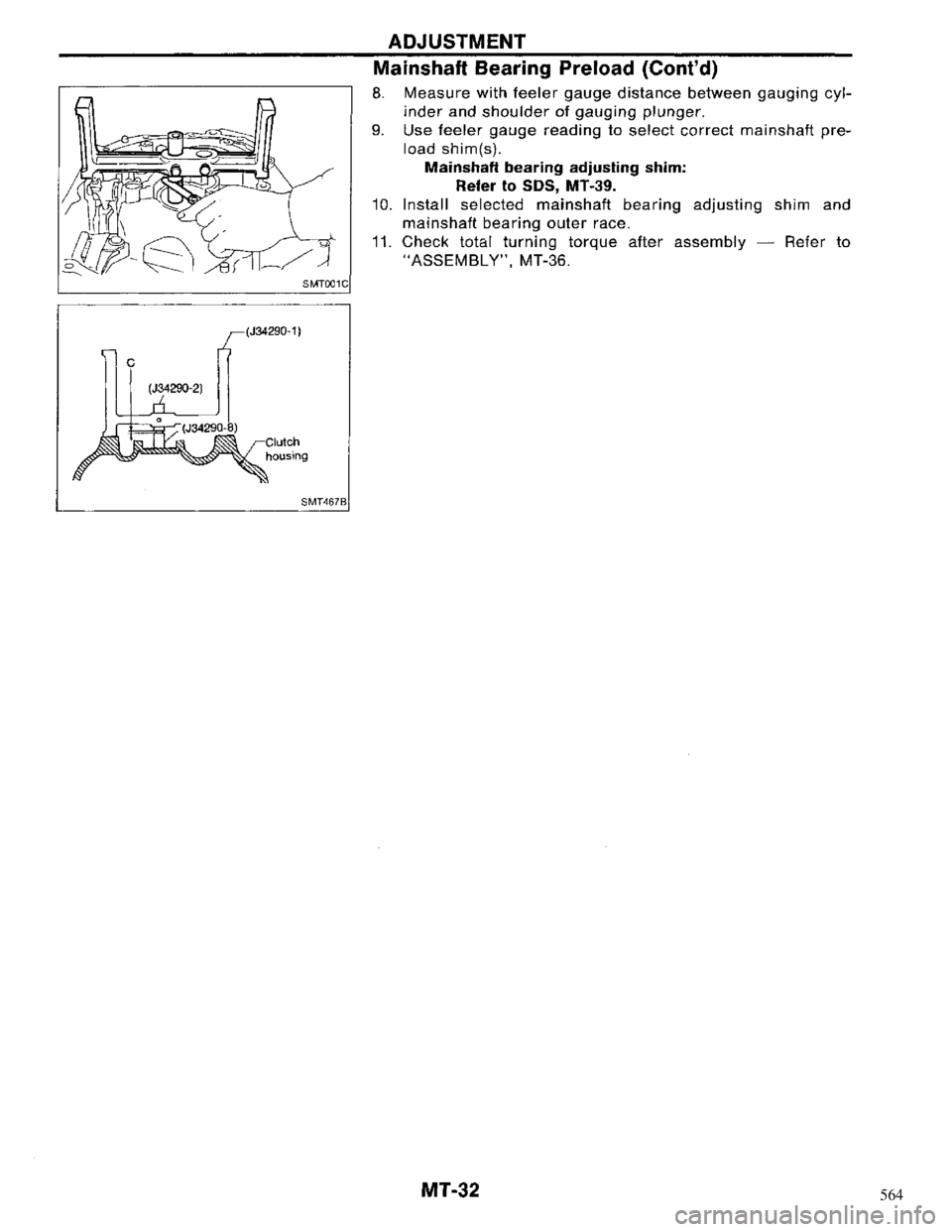 NISSAN MAXIMA 1994 A32 / 4.G Manual Transaxle Workshop Manual 564 