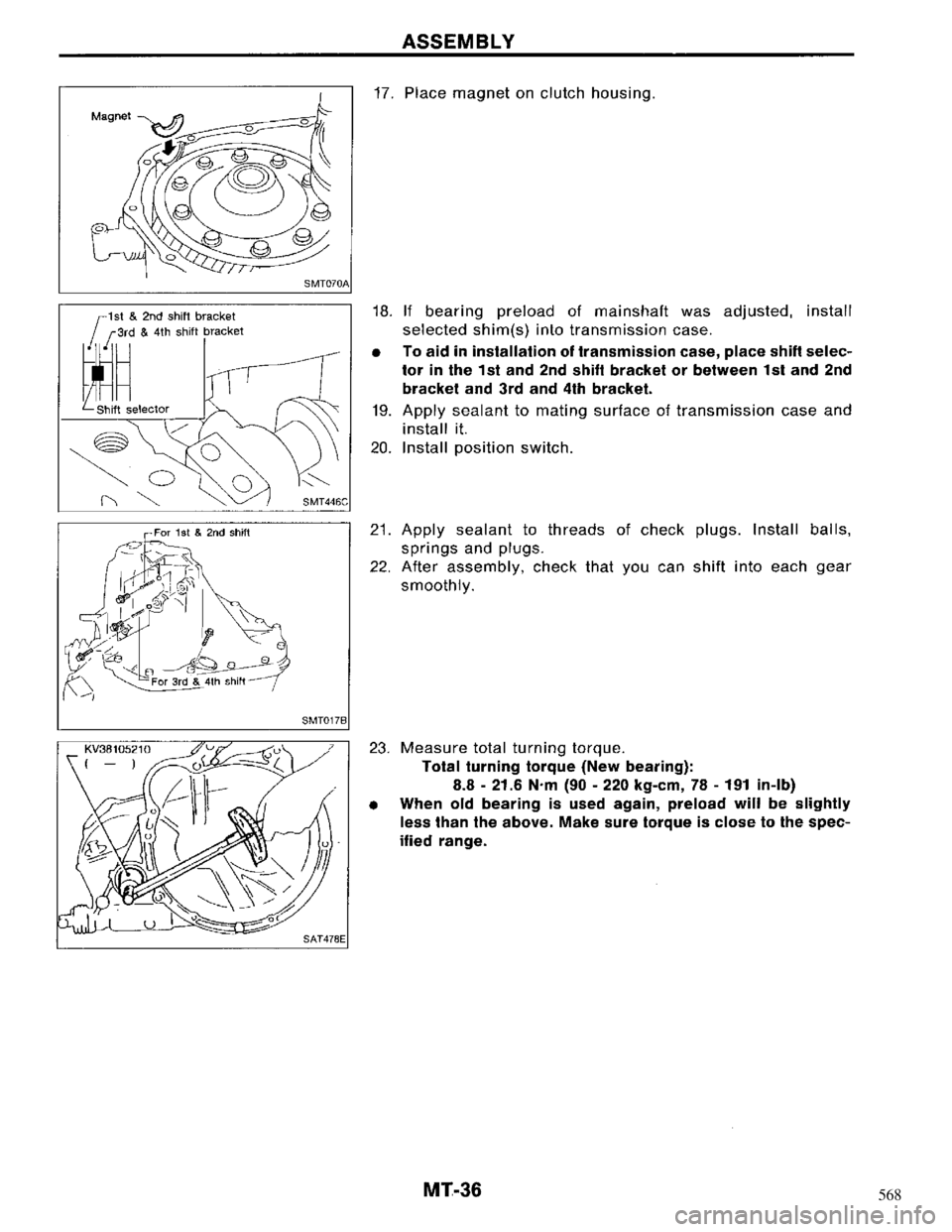 NISSAN MAXIMA 1994 A32 / 4.G Manual Transaxle Workshop Manual 568 