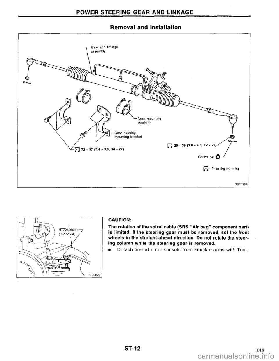 NISSAN MAXIMA 1994 A32 / 4.G Steering System Workshop Manual 1018 