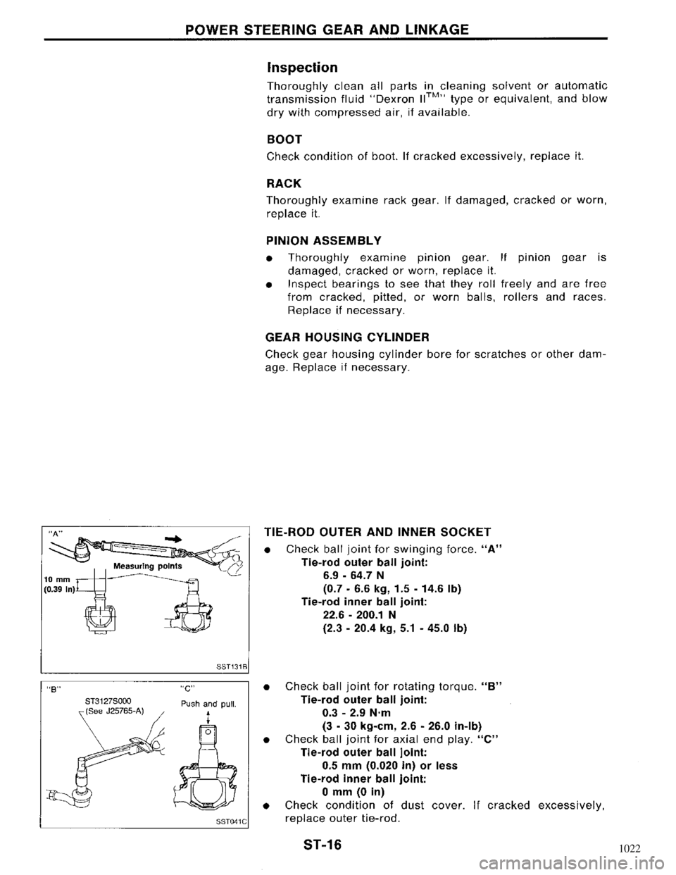 NISSAN MAXIMA 1994 A32 / 4.G Steering System Workshop Manual 1022 