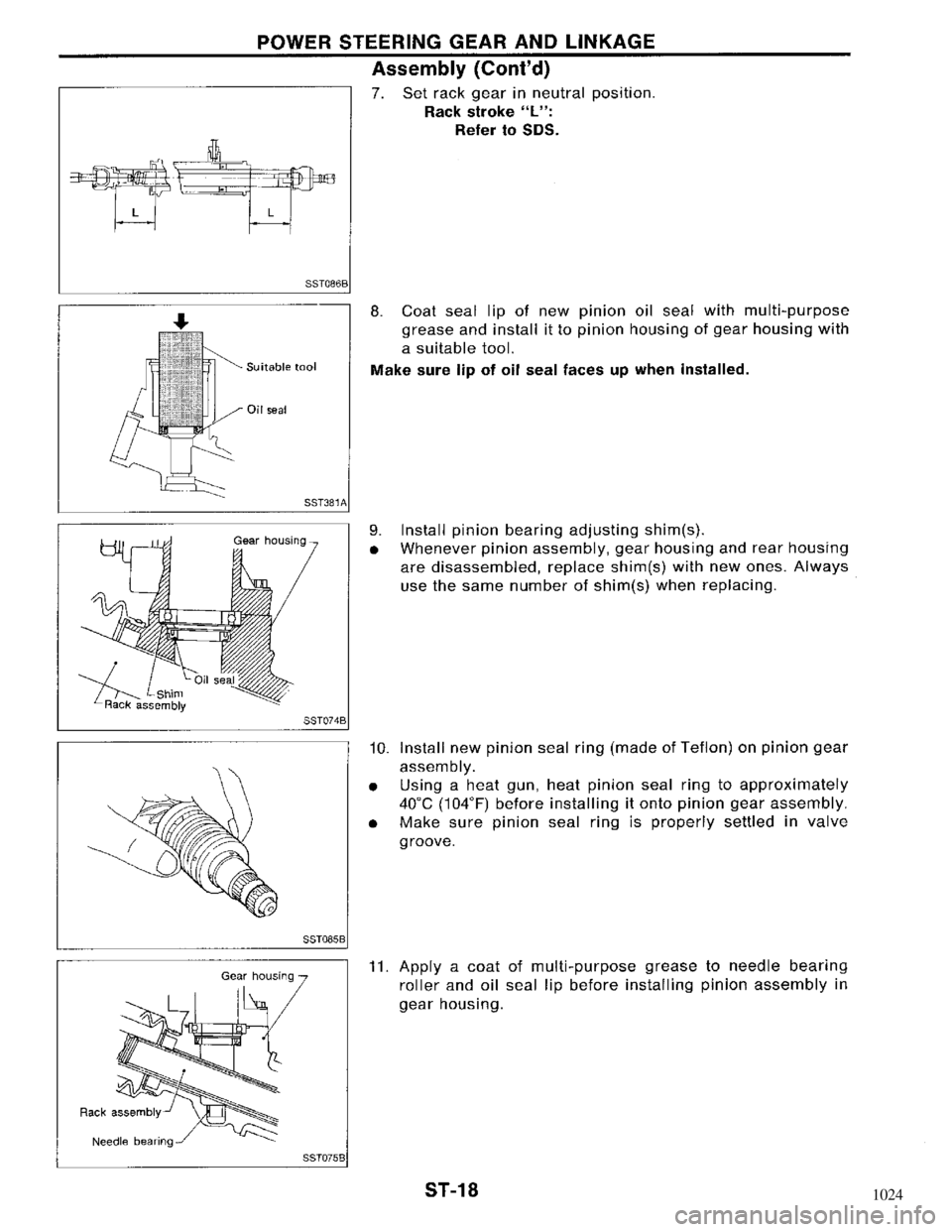 NISSAN MAXIMA 1994 A32 / 4.G Steering System Workshop Manual 1024 