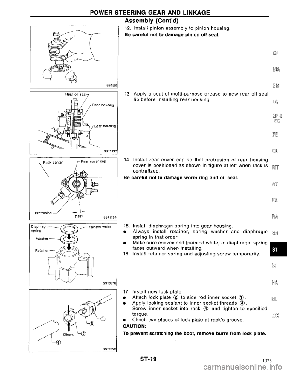 NISSAN MAXIMA 1994 A32 / 4.G Steering System Workshop Manual 1025 