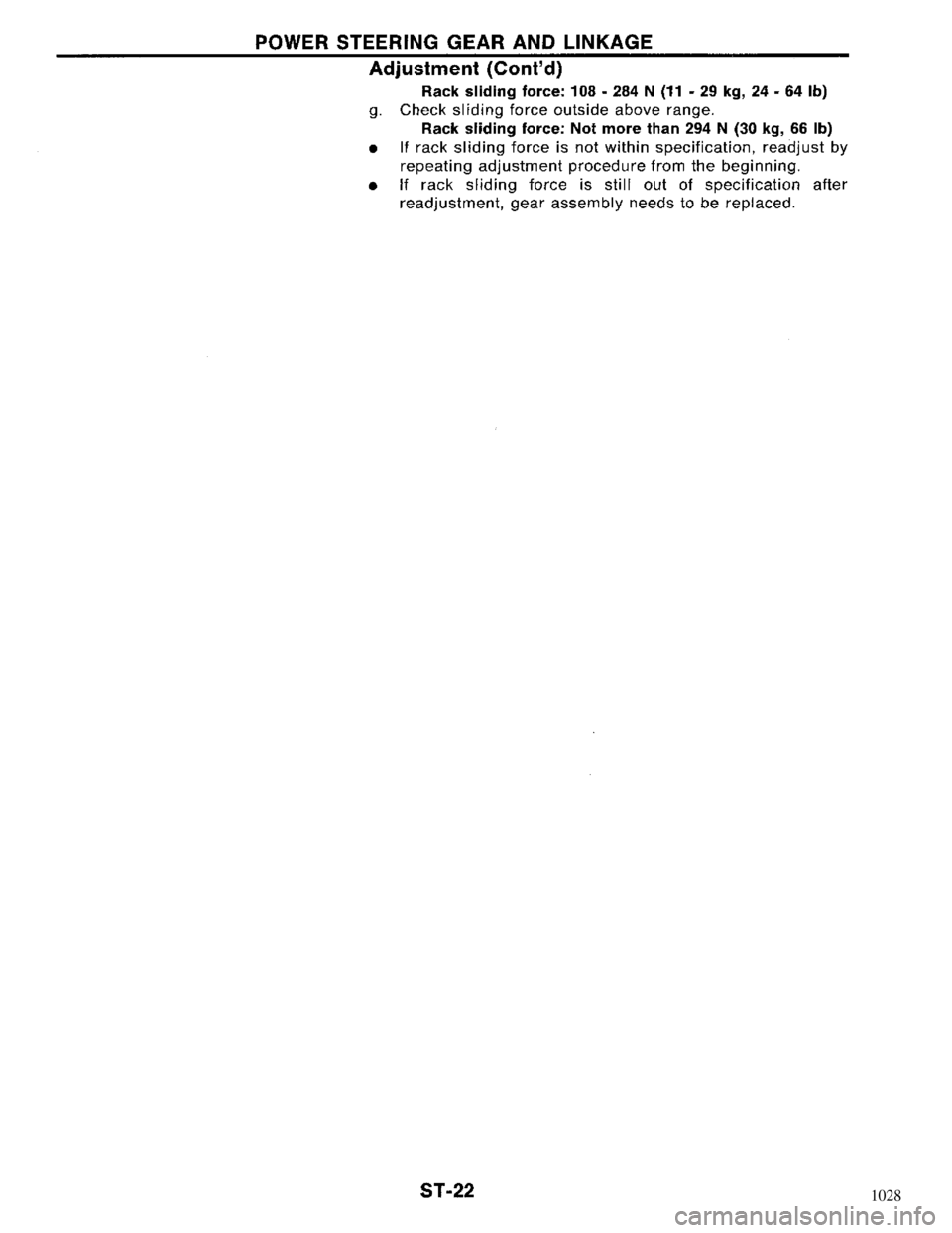 NISSAN MAXIMA 1994 A32 / 4.G Steering System Workshop Manual 1028 