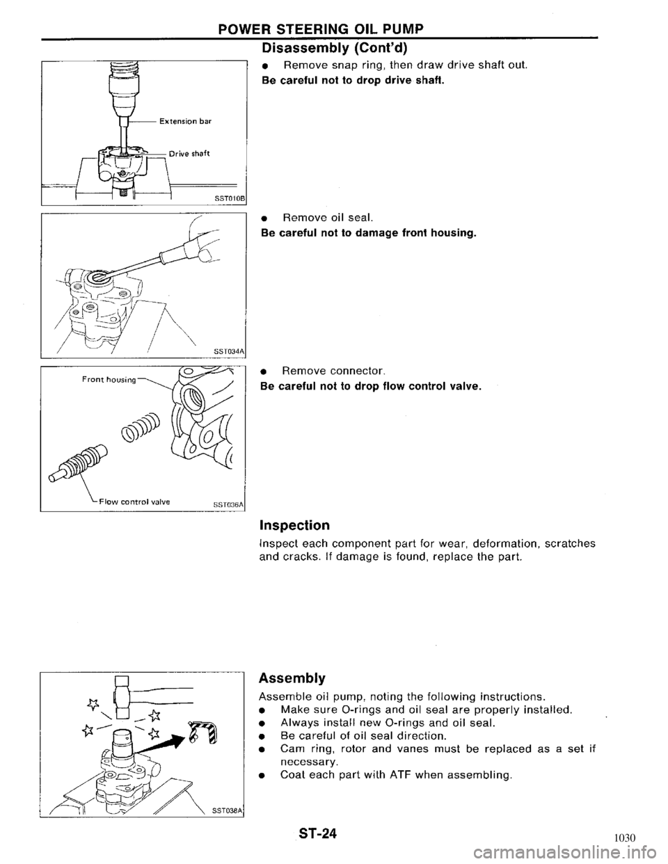 NISSAN MAXIMA 1994 A32 / 4.G Steering System Workshop Manual 1030 