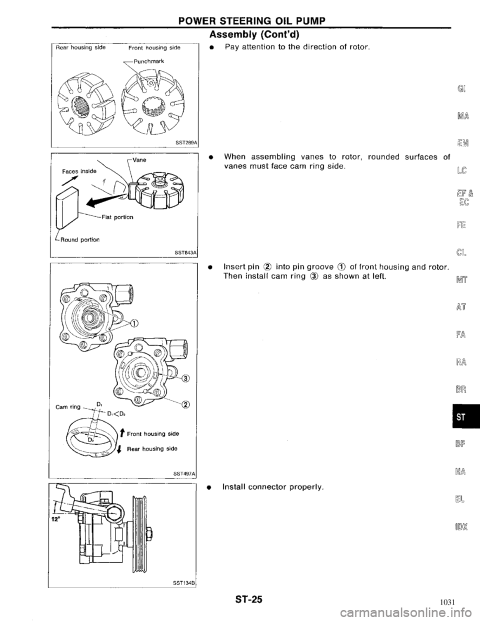 NISSAN MAXIMA 1994 A32 / 4.G Steering System Workshop Manual 1031 