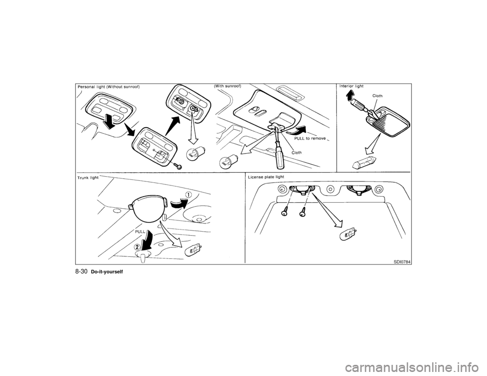 NISSAN MAXIMA 1999 A32 / 4.G Owners Manual SDI0784
8-30
Do-it-yourself
Z
01.1.22/A32-D/V5.0
X 