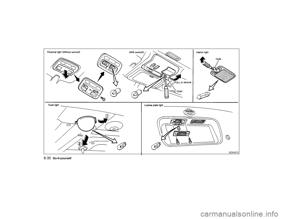 NISSAN MAXIMA 2000 A33 / 5.G Owners Manual SDI0972
8-30
Do-it-yourself
Z
00.1.17/A33-D/V5.0
X 