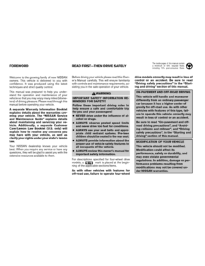 2003 NISSAN FRONTIER Owners Manual