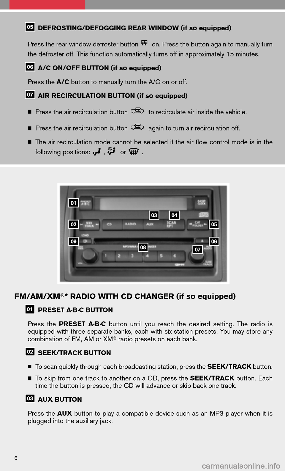 NISSAN FRONTIER 2008 D22 / 1.G Quick Reference Guide DEFROSTING/DEFOGGING REAR WINDOW (if so equipped) 
Press the rear window defroster button
on. Press the button again to manually turn 
the defroster off. This function automatically turns off in appro