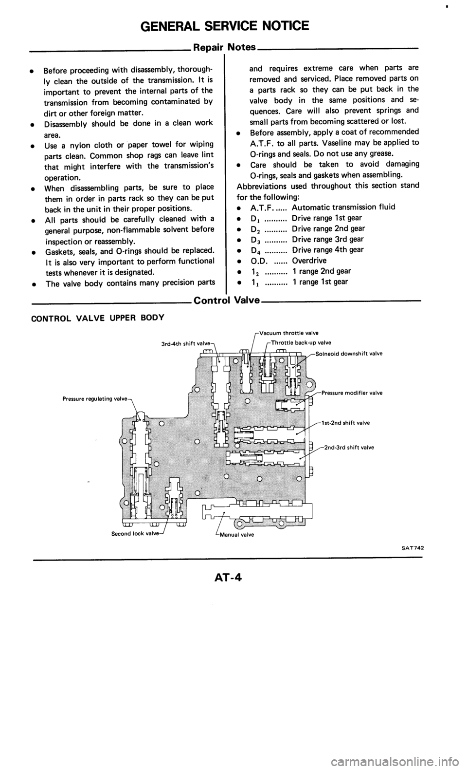 NISSAN 300ZX 1985 Z31 Automatic Transmission Workshop Manual 