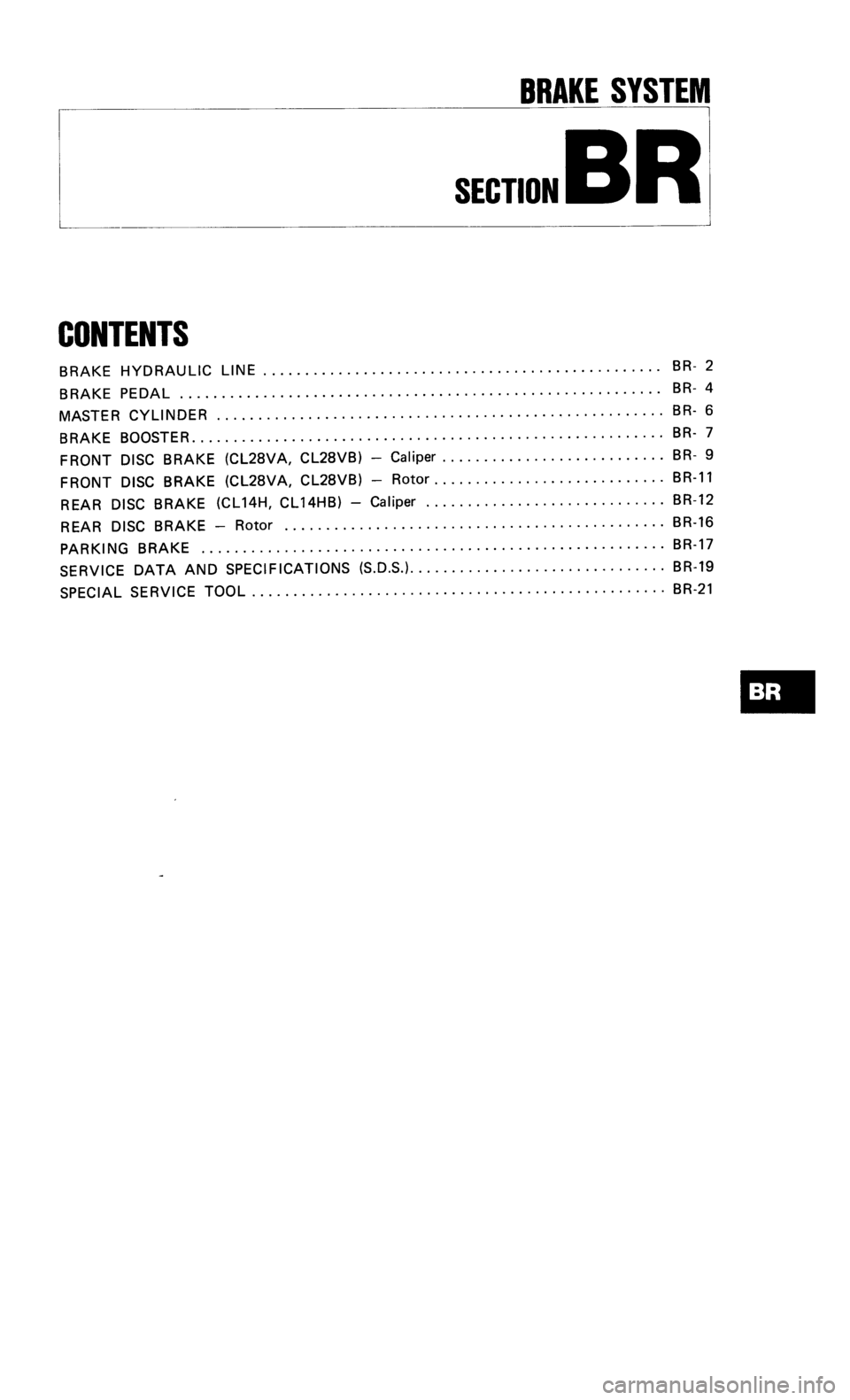 NISSAN 300ZX 1986 Z31 Brake System Workshop Manual 
