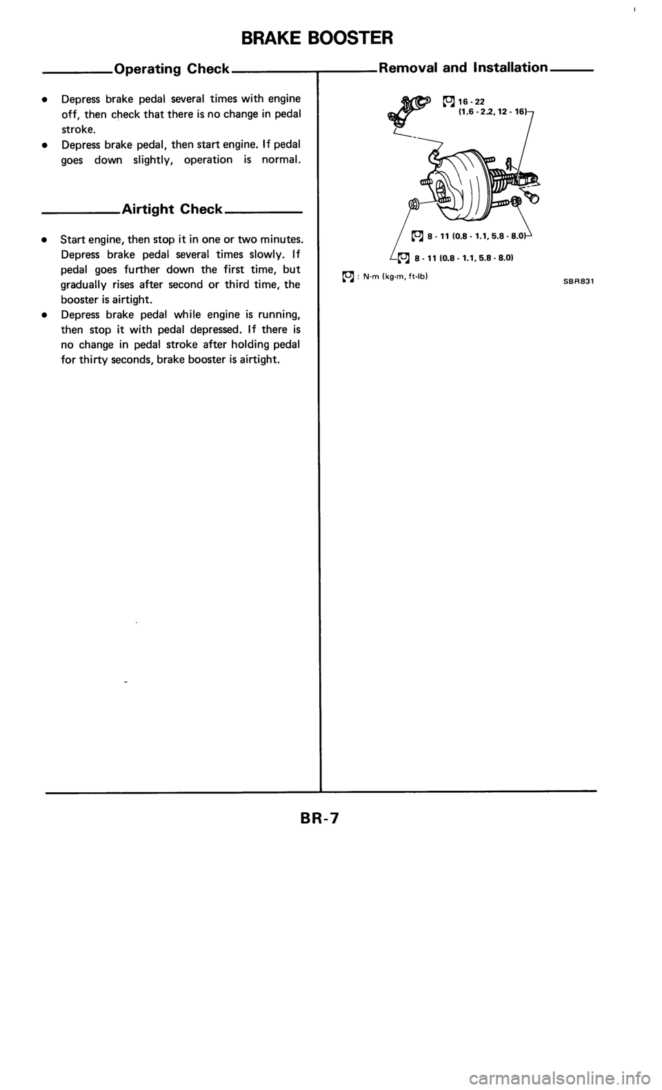 NISSAN 300ZX 1986 Z31 Brake System Workshop Manual 
