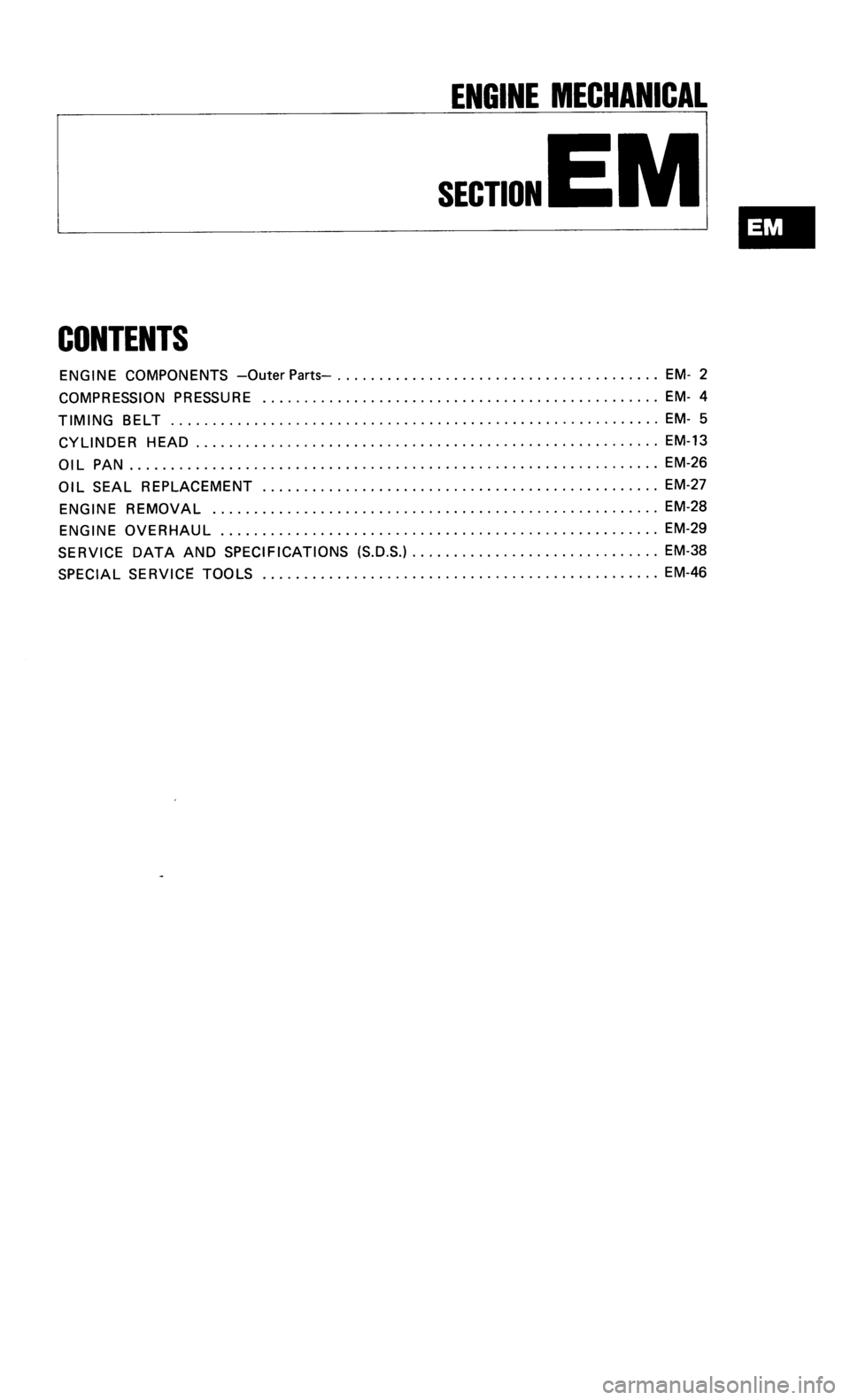 NISSAN 300ZX 1985 Z31 Engine Mechanical Workshop Manual 