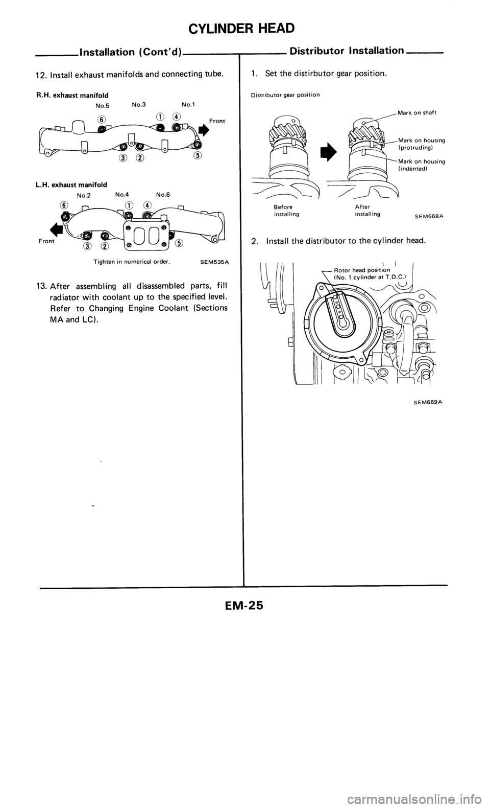 NISSAN 300ZX 1985 Z31 Engine Mechanical Workshop Manual 