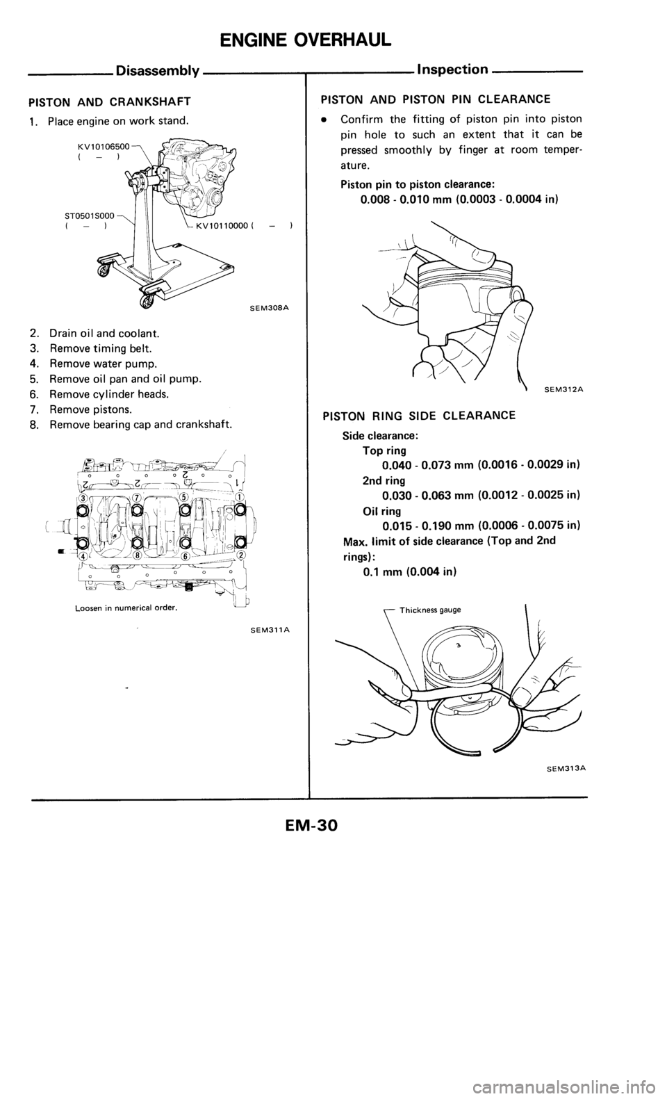NISSAN 300ZX 1985 Z31 Engine Mechanical Workshop Manual 