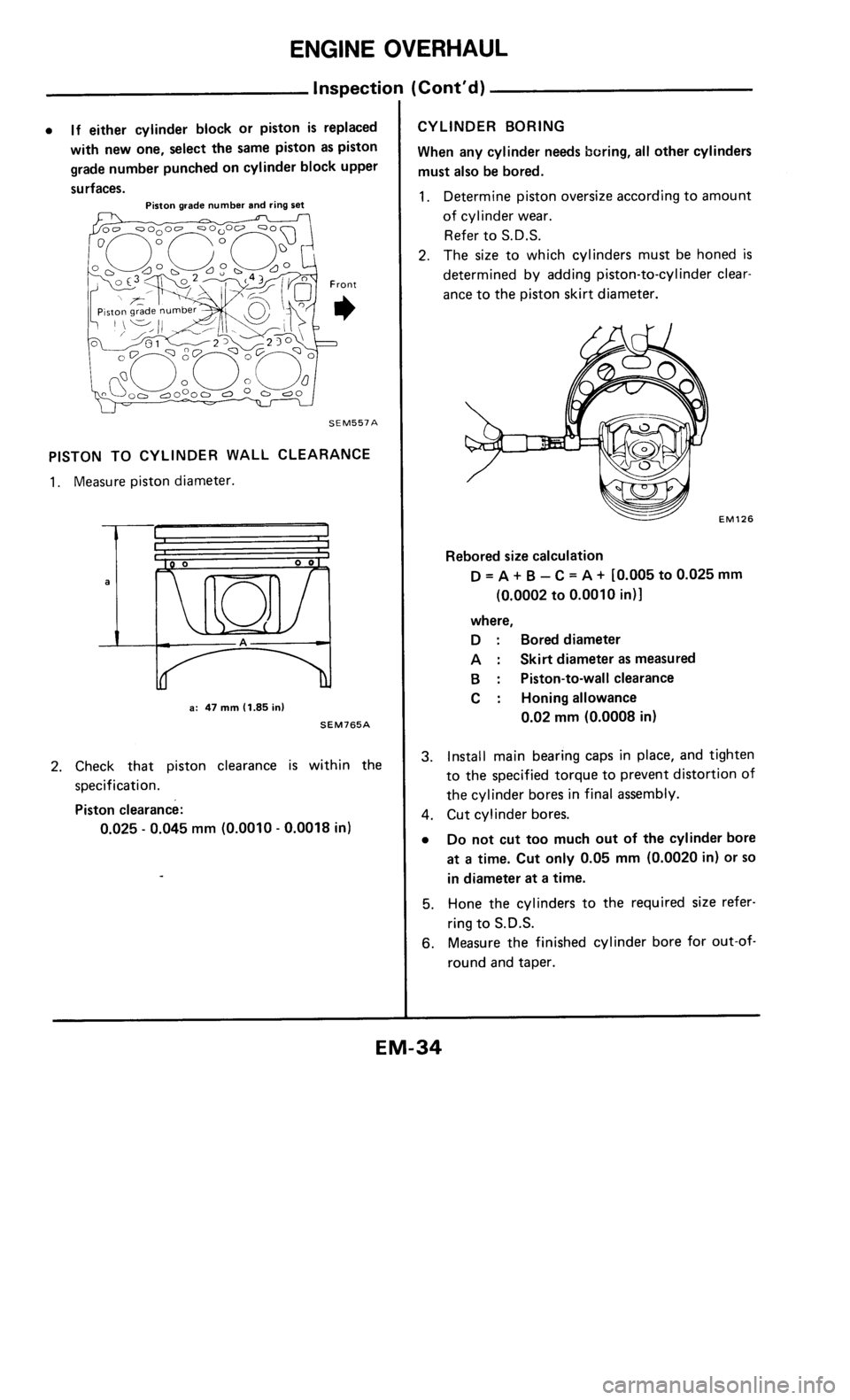 NISSAN 300ZX 1985 Z31 Engine Mechanical Workshop Manual 