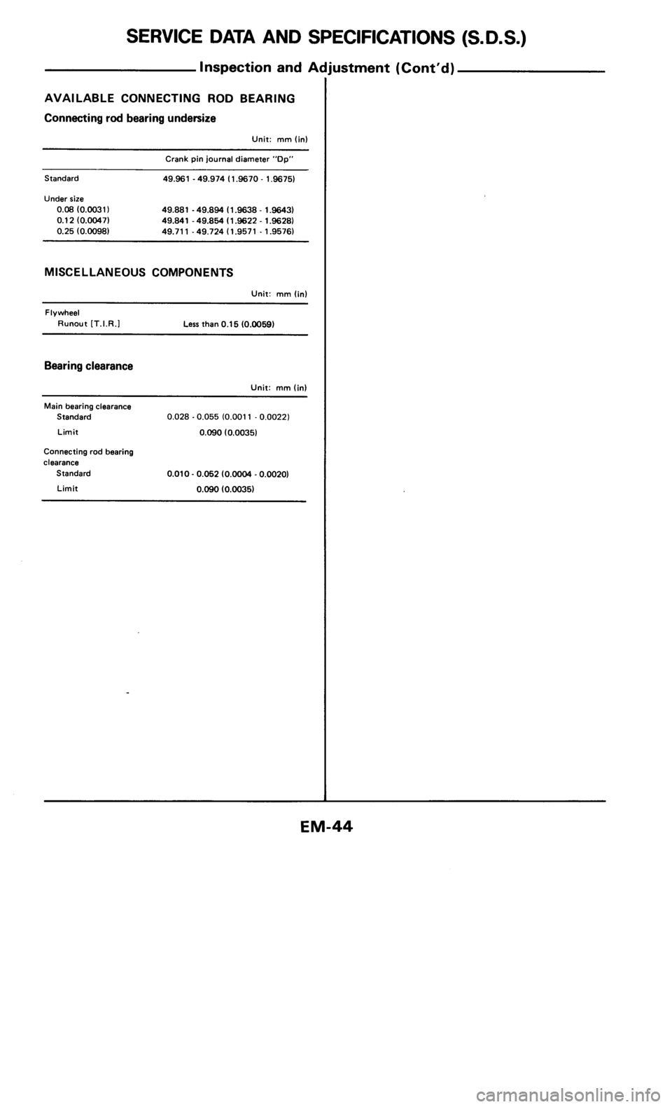 NISSAN 300ZX 1985 Z31 Engine Mechanical Workshop Manual 
