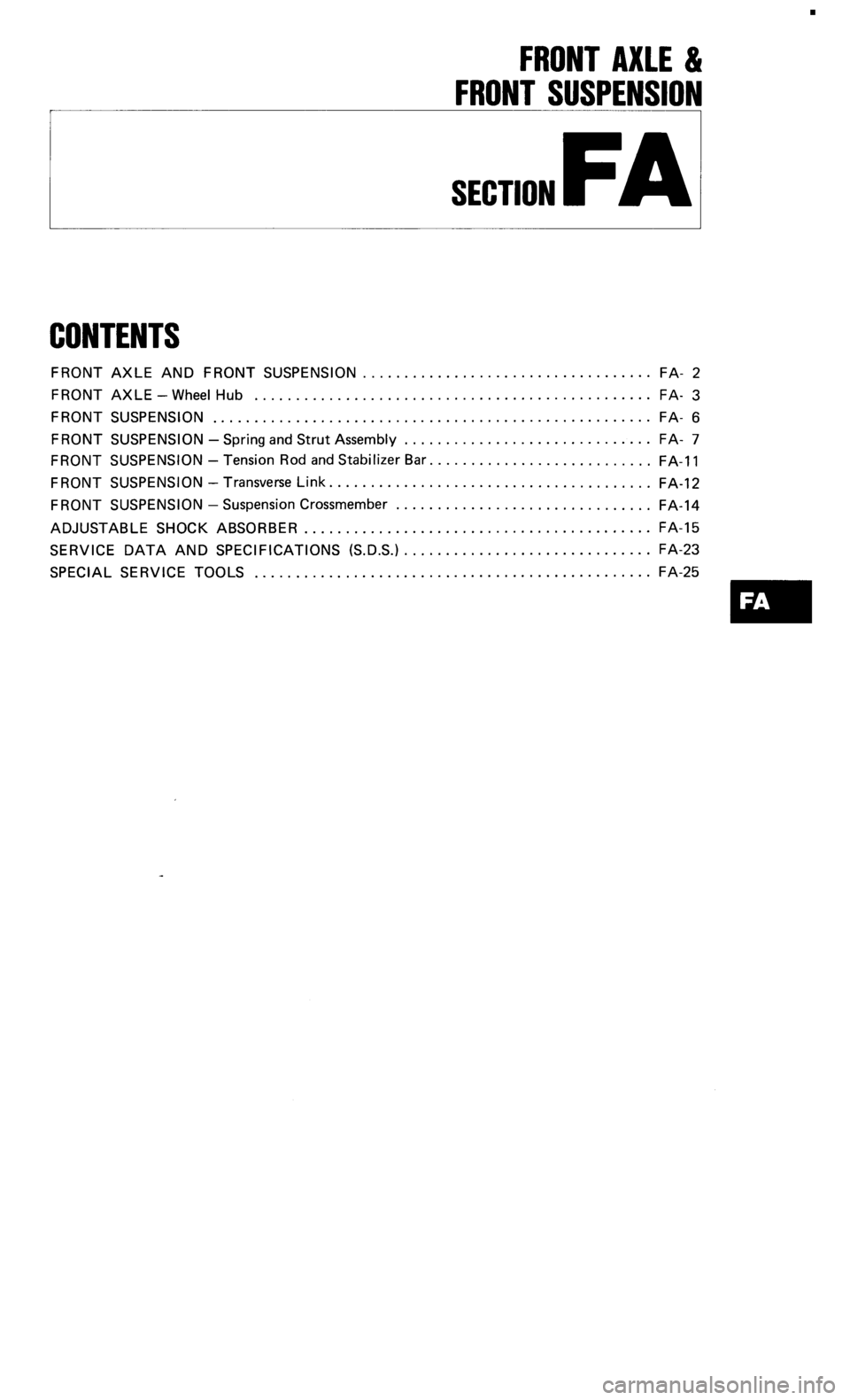 NISSAN 300ZX 1985 Z31 Front Suspension Workshop Manual 