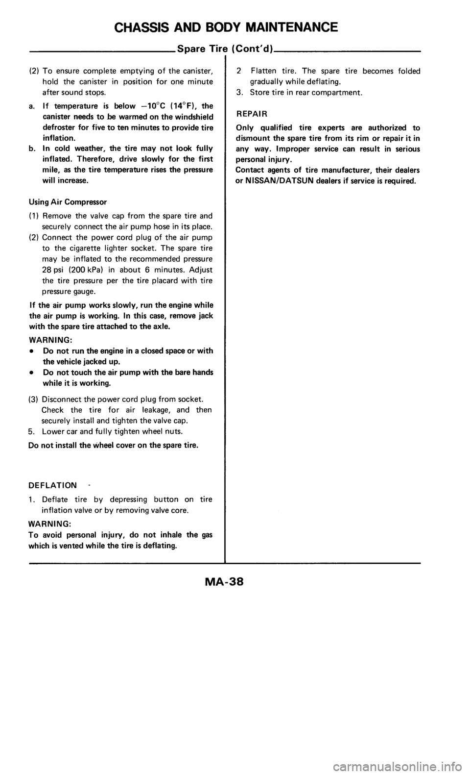 NISSAN 300ZX 1986 Z31 Maintenance Workshop Manual 