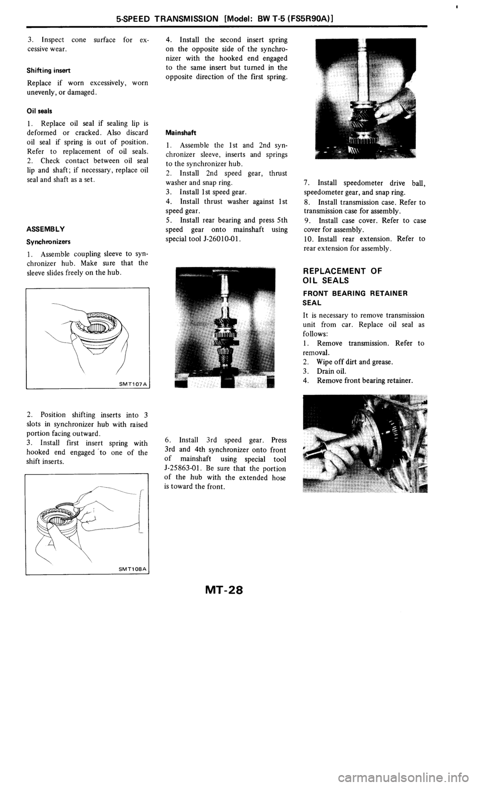 NISSAN 300ZX 1985 Z31 Manual Transmission Workshop Manual 