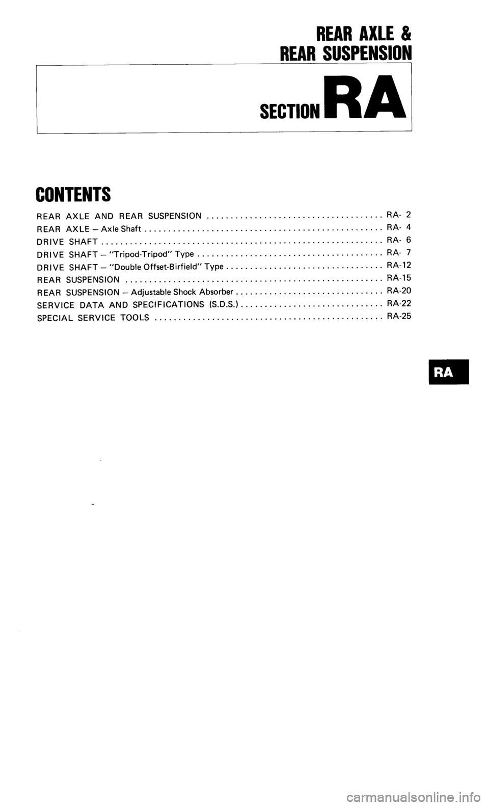 NISSAN 300ZX 1986 Z31 Rear Suspension Workshop Manual 