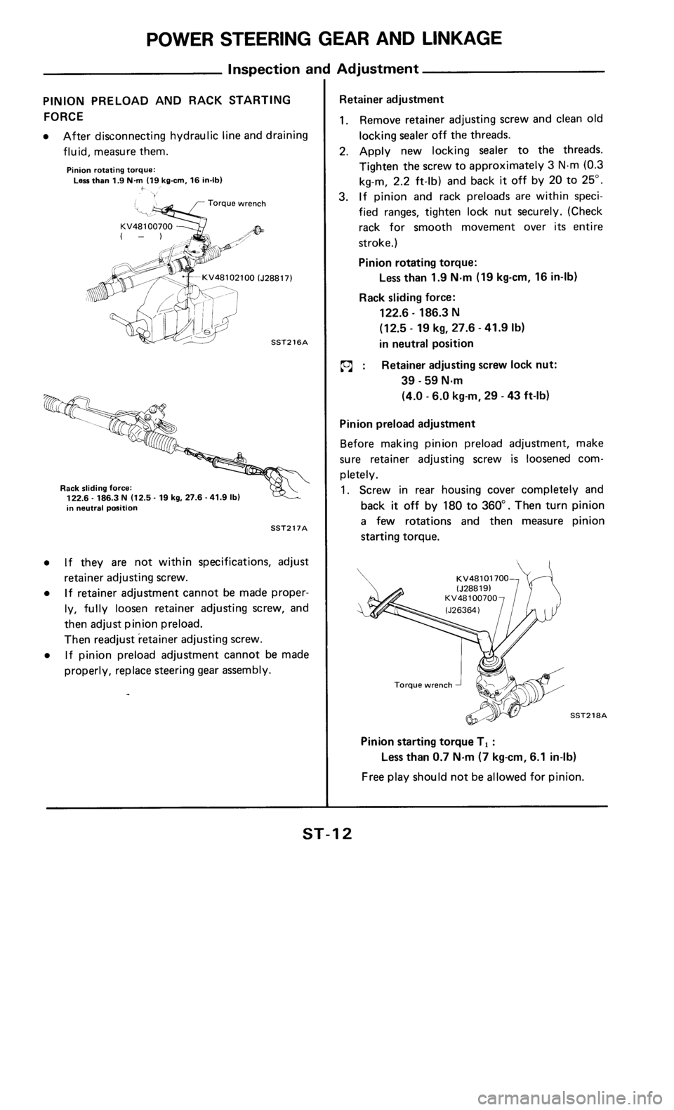NISSAN 300ZX 1986 Z31 Steering System Workshop Manual 