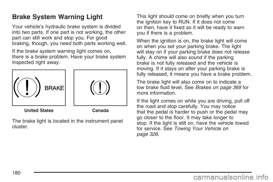 PONTIAC TORRENT 2007 Owners Manual Brake System Warning Light
Your vehicle’s hydraulic brake system is divided
into two parts. If one part is not working, the other
part can still work and stop you. For good
braking, though, you need PONTIAC TORRENT 2007 Owners Manual Brake System Warning Light
Your vehicle’s hydraulic brake system is divided
into two parts. If one part is not working, the other
part can still work and stop you. For good
braking, though, you need