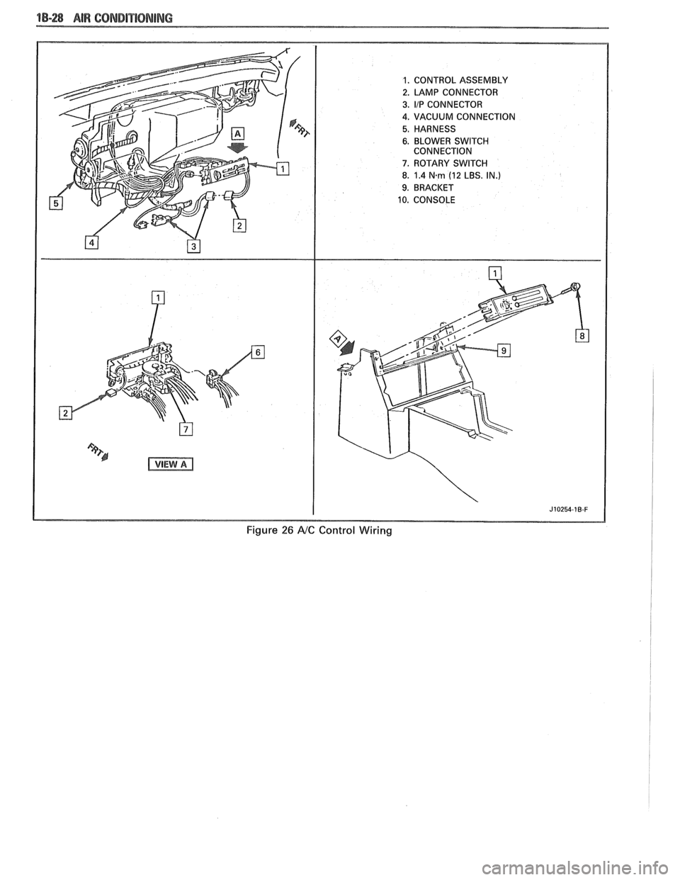 PONTIAC FIERO 1988  Service Repair Manual 
"1-28 AIR CONDITIORIBNG 
Figure 26 AtC Control Wiring   